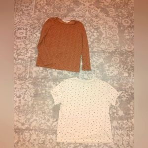 H&M Cotton Tan black Print girls size 8/10 Tops